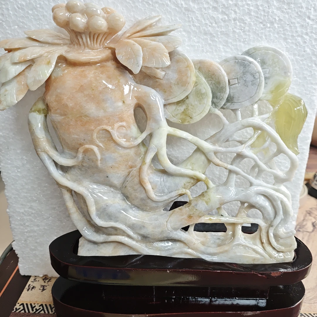 玉岫岩料手工雕刻装饰摆件居家送礼一物一图841