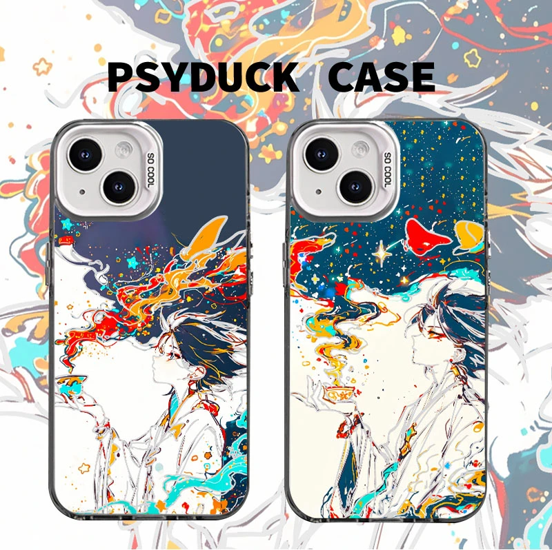 适用苹果华为一加iQOO小米观星男孩彩银白底创意全包防摔手机壳