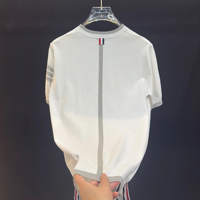 2025【清爽短袖】潮流百搭男女同款轻奢重磅圆领针织衫短袖