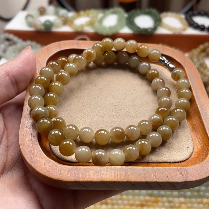 和田玉未镶嵌毛衣链珠串8mm