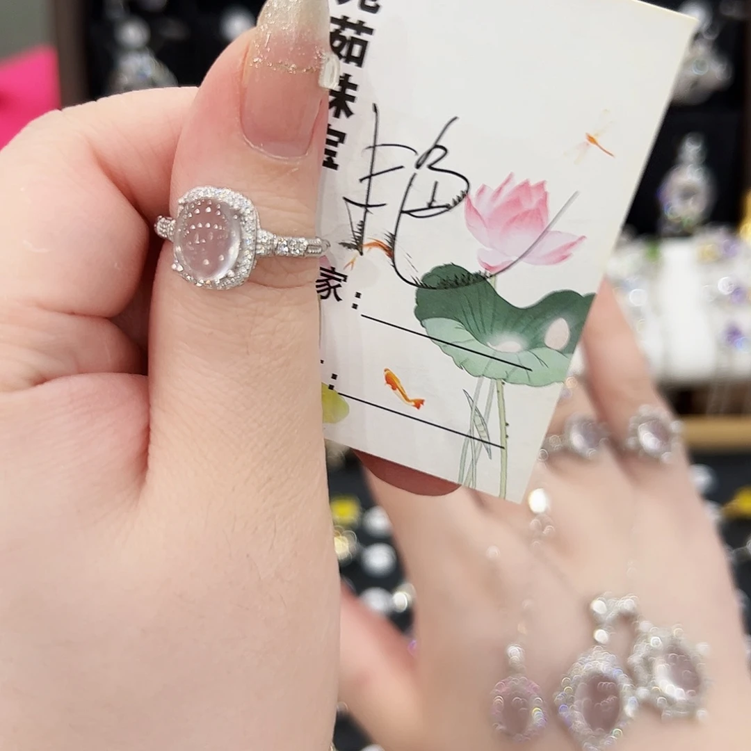 水晶戒指银S925镶嵌戒指