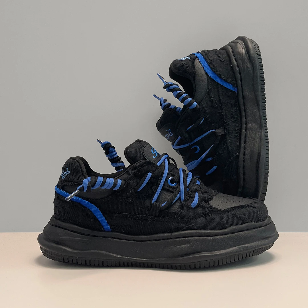 7cm隐形内增高鞋男四季百搭破坏黑水洗牛仔帆布情侣鞋休闲板鞋潮