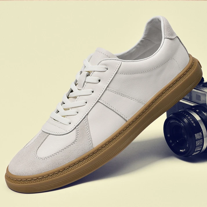 路易圣戈希鞋子男款工作鞋男士休闲皮面板鞋小白鞋潮流软底德训鞋