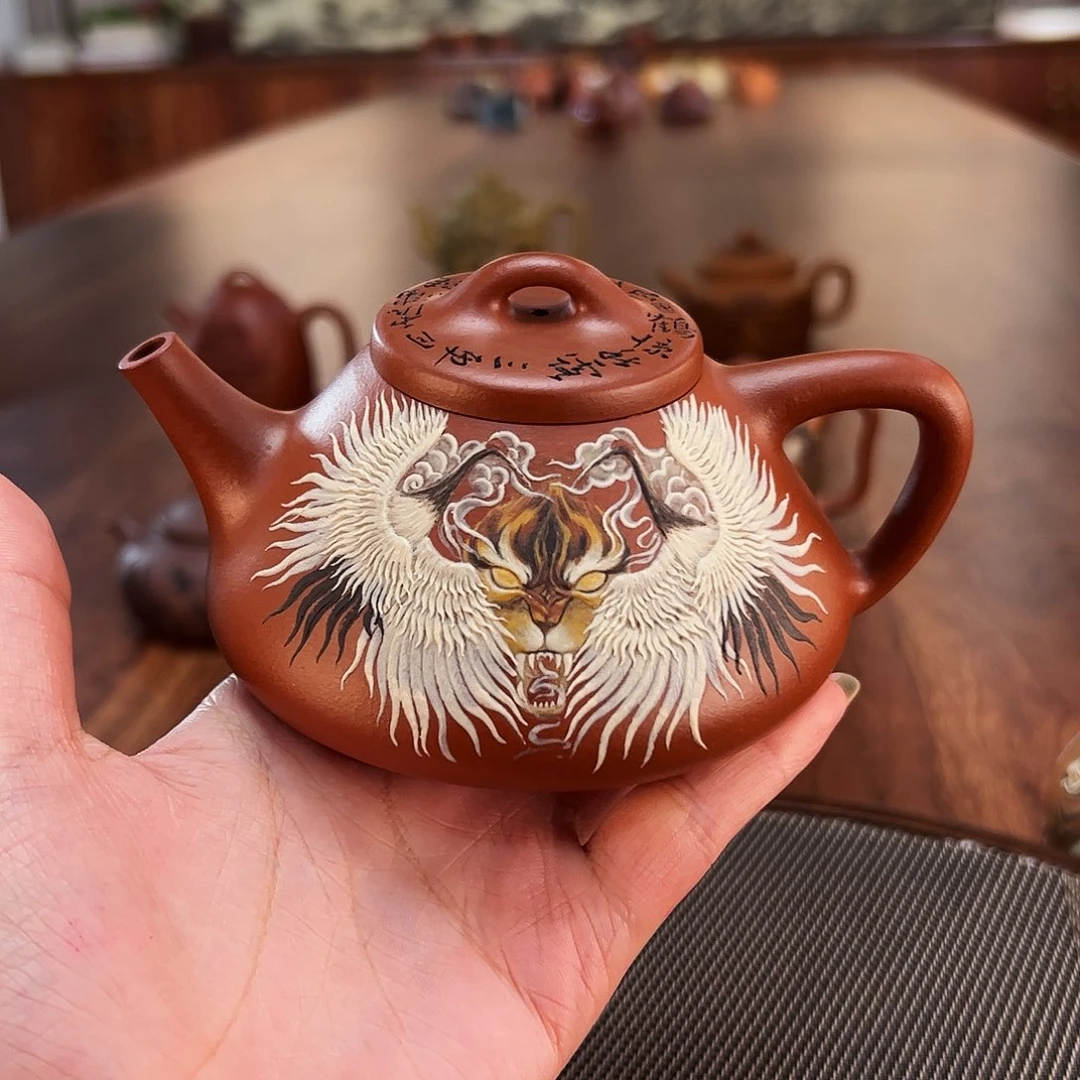 夸***父茶壶紫砂鹤虎迎春子冶