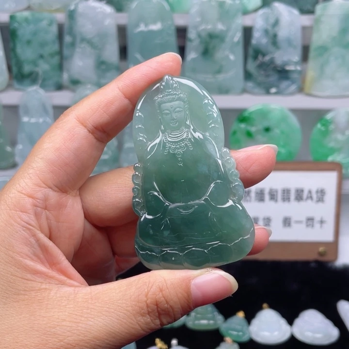颈饰未镶嵌翡翠W素衣观音