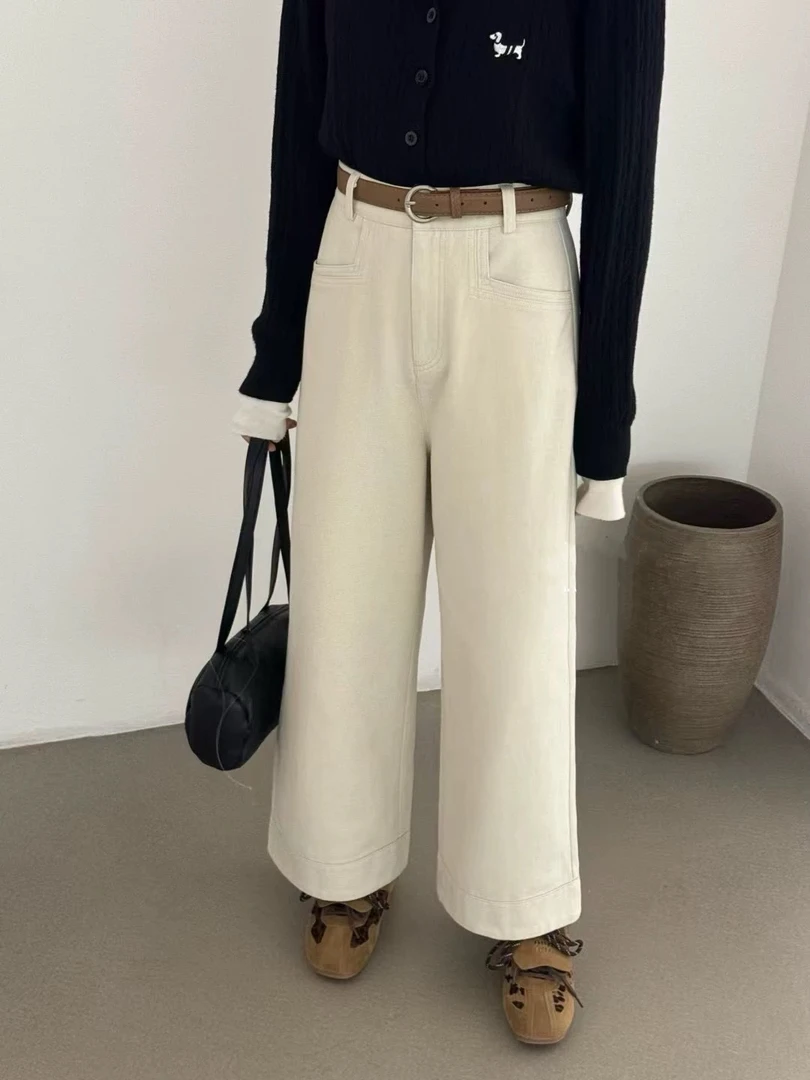 27123欧货高货白牛加绒加厚直筒牛仔裤24229裤长96