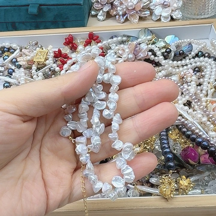 淡水珍珠发饰银S925镶嵌夏*