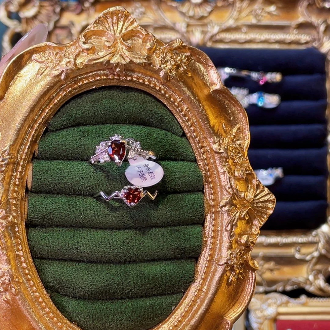 活***光925银石榴两颗戒指