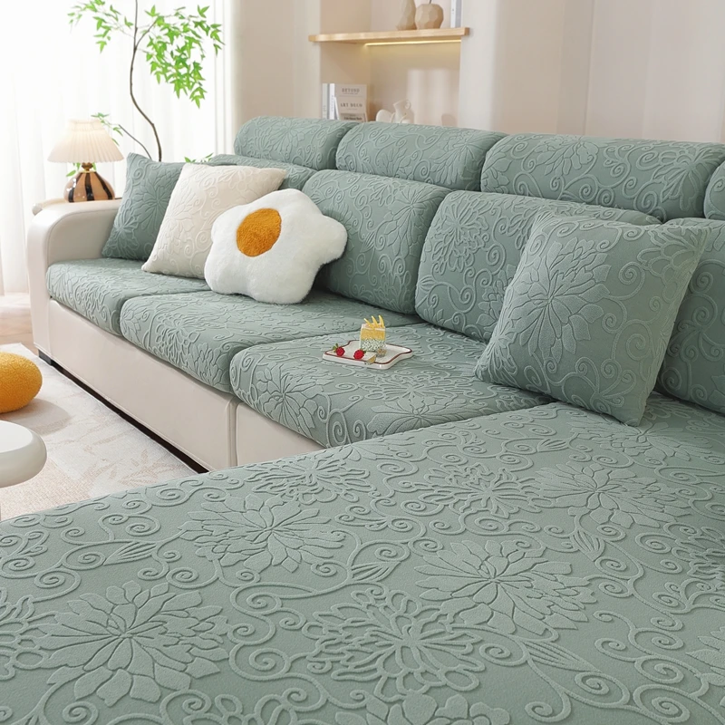 蔓花四季通用简约防猫抓弹力沙发套