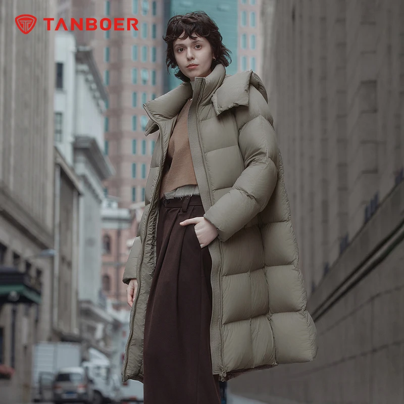 【好羽绒】坦博尔轻暖经典加厚休闲中长款连帽防风保暖羽绒服冬外套