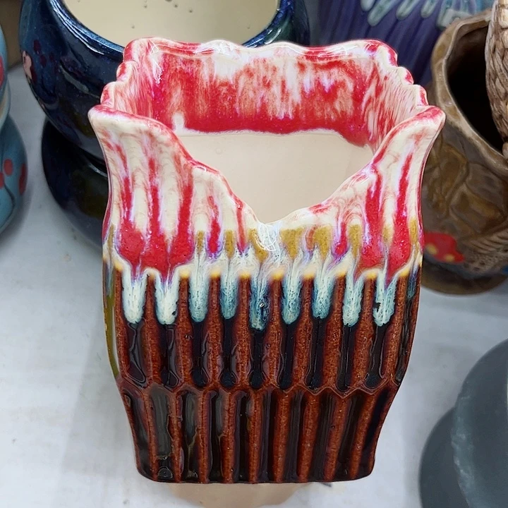 多肉綠植陶瓷花盆9.9包郵，有孔