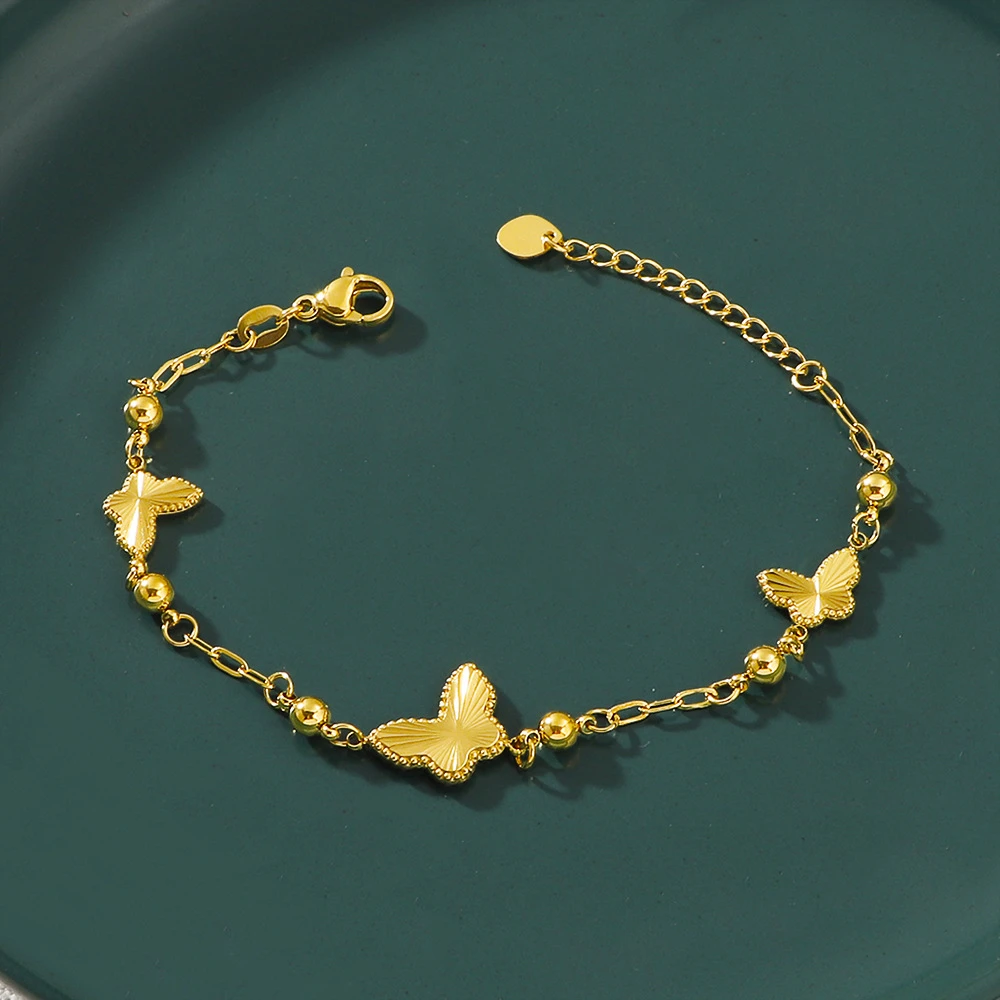 铜合金手链 2024年爆款镭射蝴蝶铜镀K金在逃公主手饰轻奢高级手链