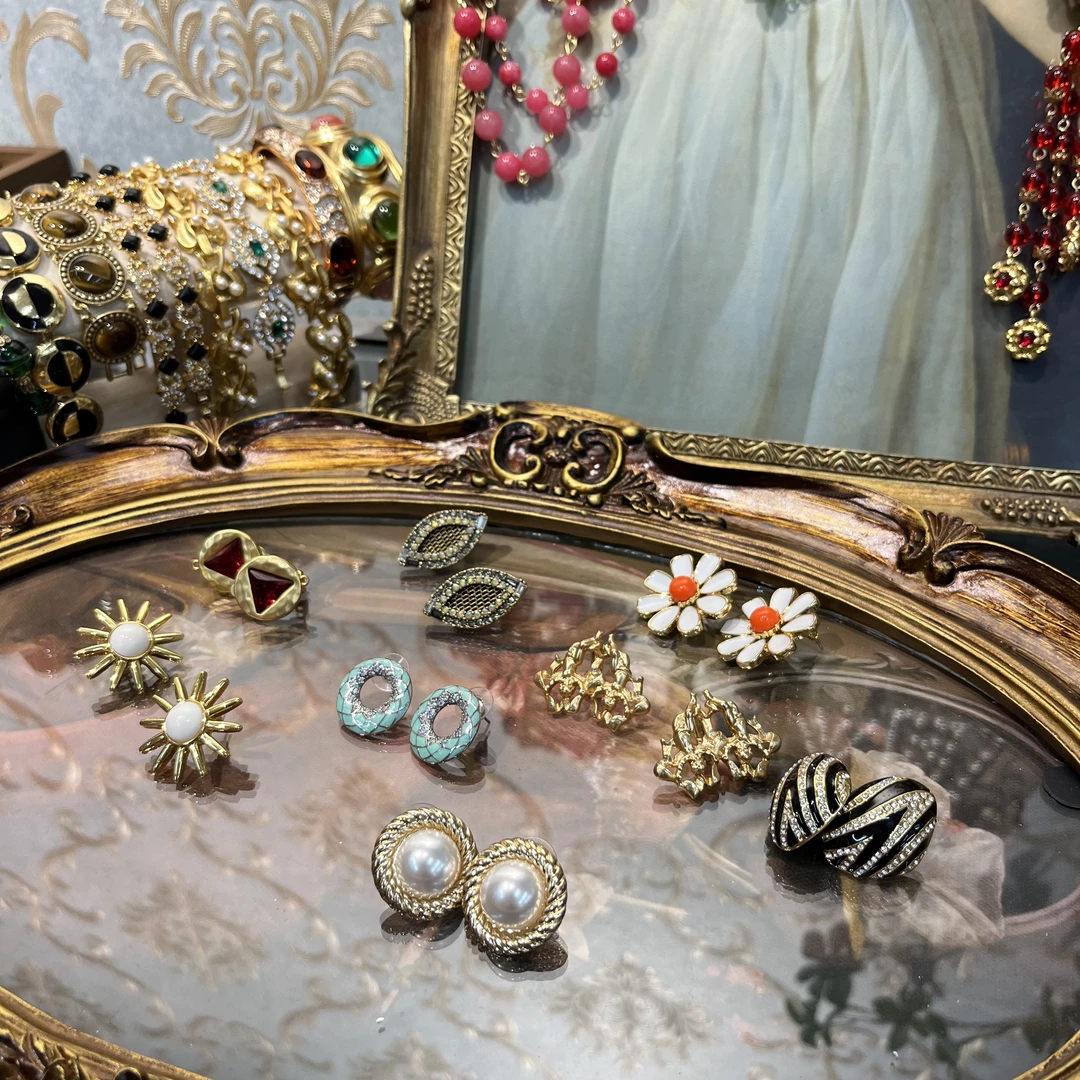 锌合金琉璃耳饰 [29-199]中古手工复古气质款耳饰