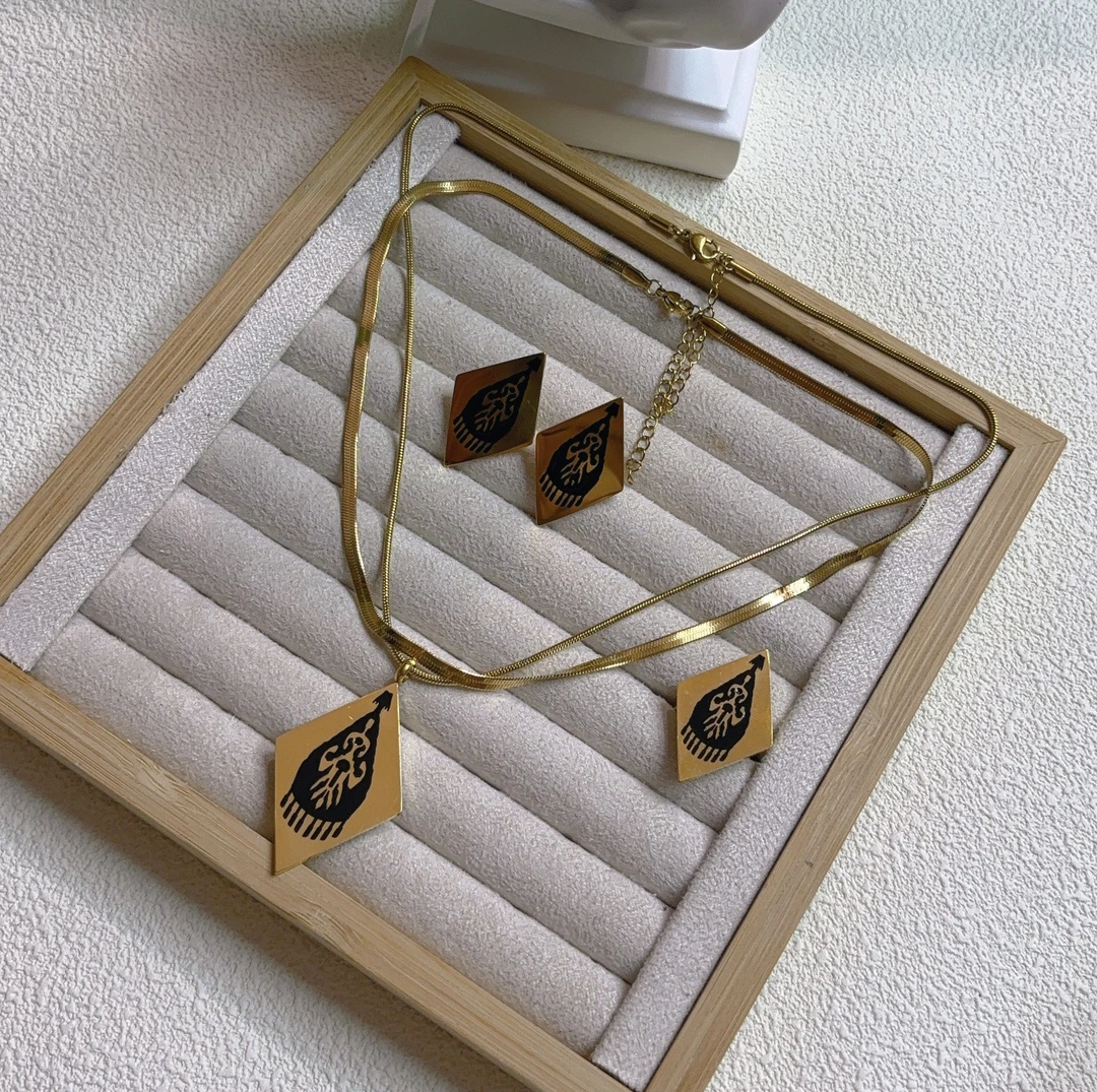 钛钢珐琅项链 哈尼西牧时尚百搭三件套#0008741