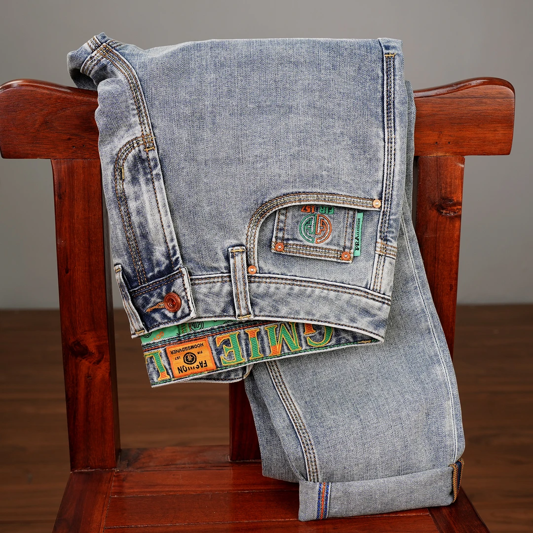 2025新款浅蓝色夏天薄款水洗蓝牛仔裤男士修身百搭长裤九分裤1037