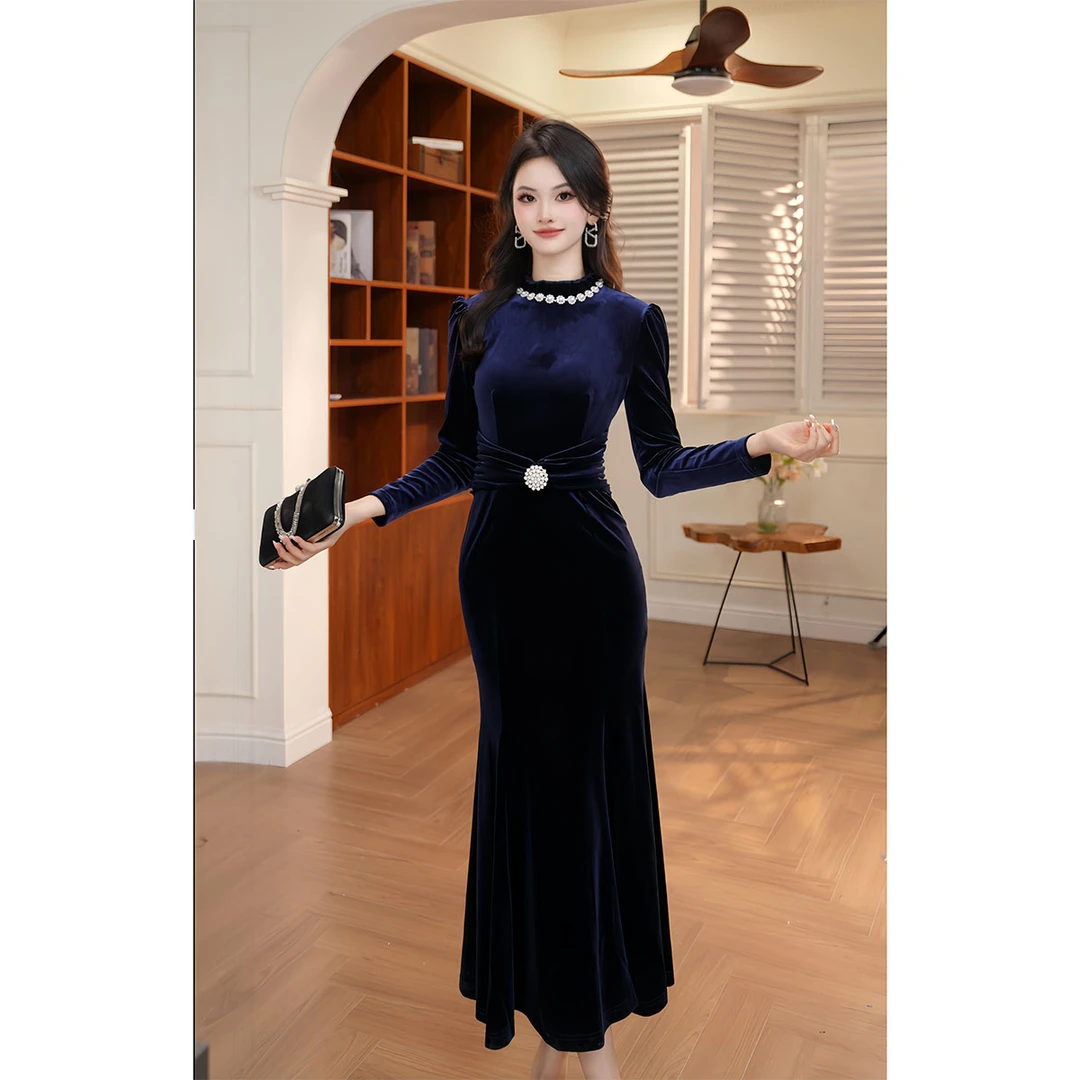 【香香定制】新款法式轻奢宫廷风修身显瘦气质连衣裙9967