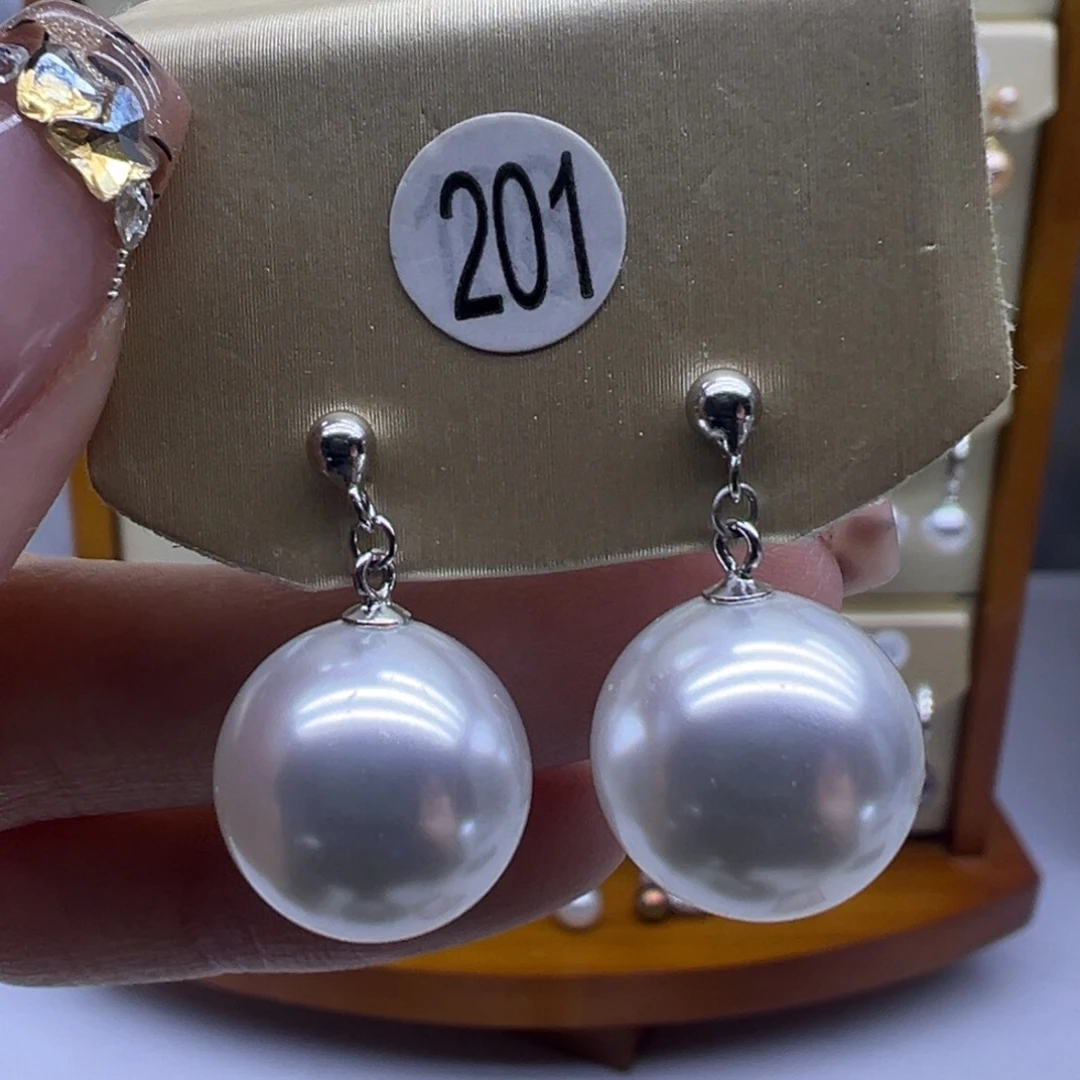 耳饰银S925镶嵌淡水珍珠
