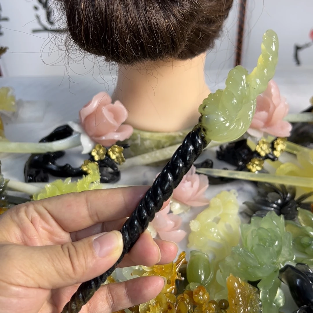 蛇纹石玉未镶嵌发饰