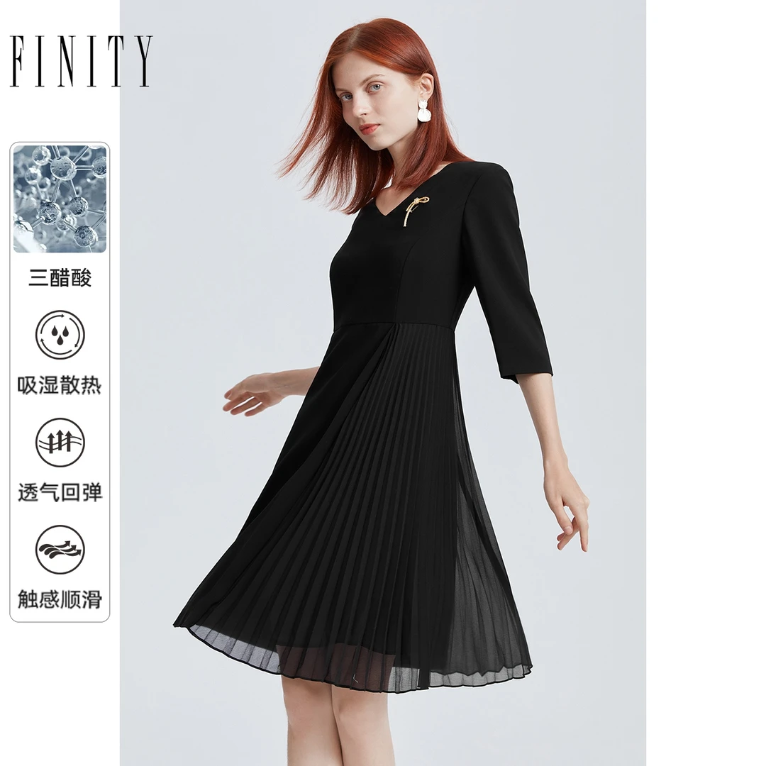 【粉丝专享】FINITY 品牌连衣裙高腰三醋酸A字裙子 F20UC2132L