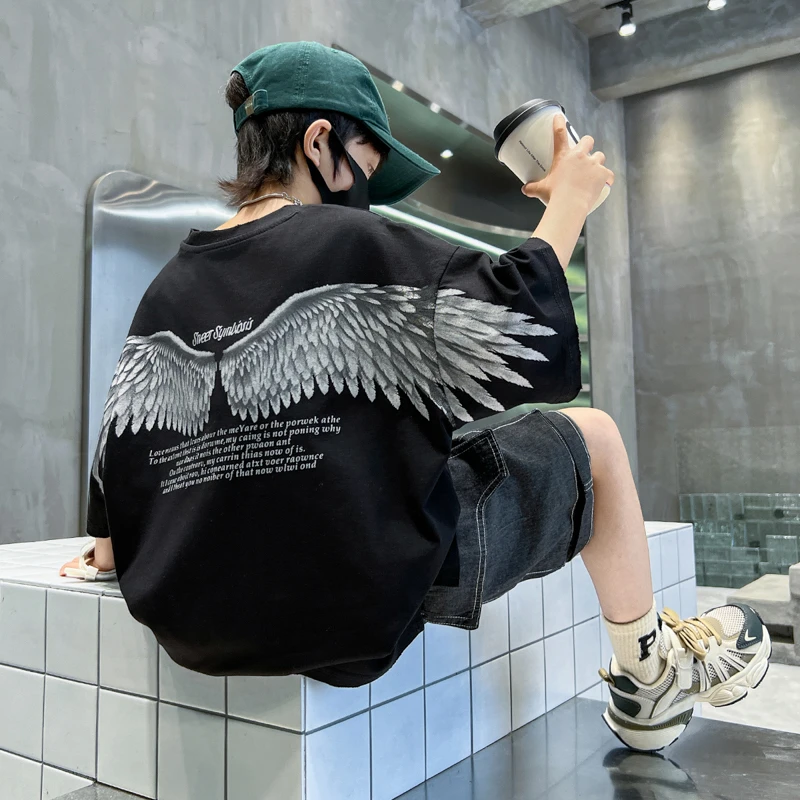 男童夏装新款短袖套装2025帅气儿童夏季中大童男孩潮酷童装 8006