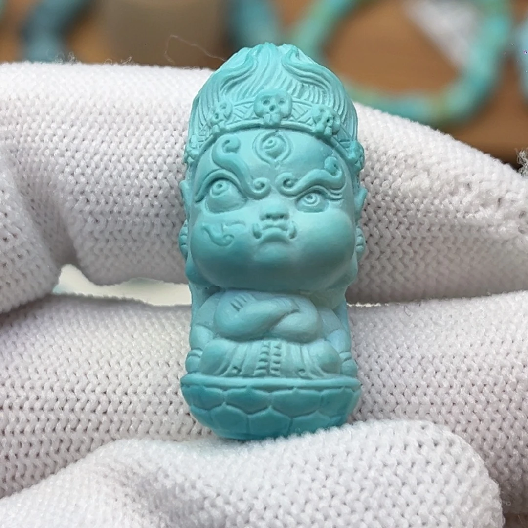 绿松石未镶嵌珠宝奇石立体黑小天