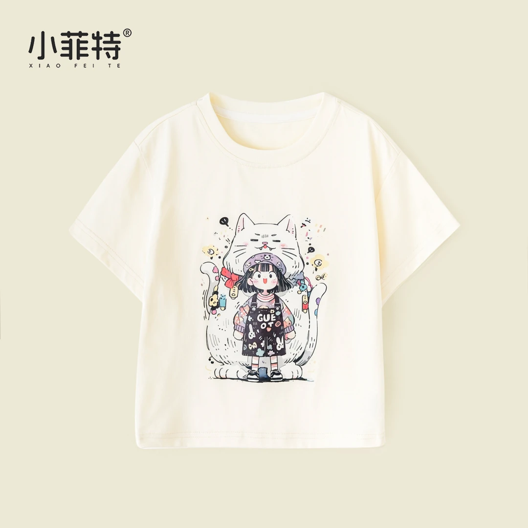 【小菲特】卡通印花亲肤透气t恤女童夏季儿童洋气潮款短袖BGYX50496