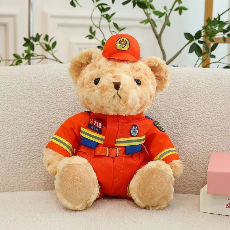 网红泰迪熊公仔消防小熊可爱消防小熊玩具消防车安全教育男生礼物