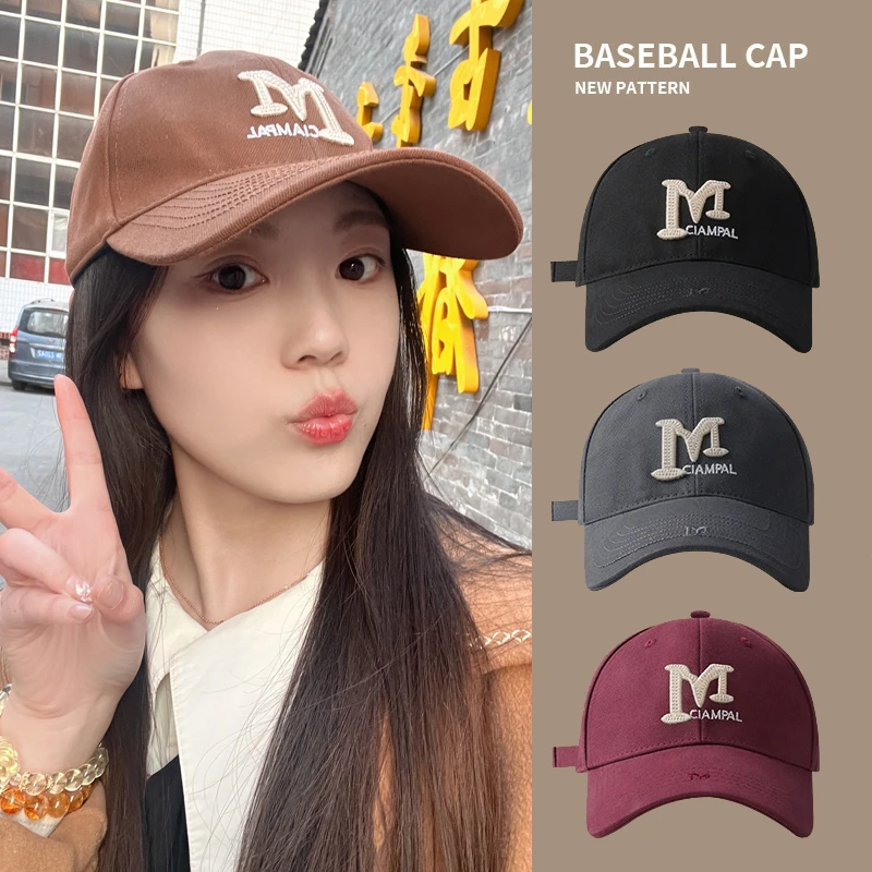 帽子女款棒球帽2025款网红款徒步帽子硬顶刺绣鸭舌帽大头围显脸小