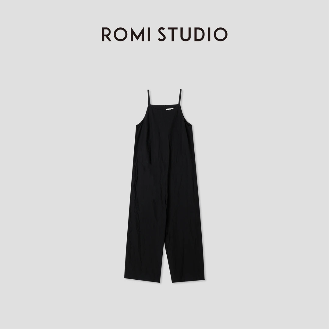 ROMI STUDIO”法式午后“匹马棉纸皱肌理感吊带连体裤 421H5028