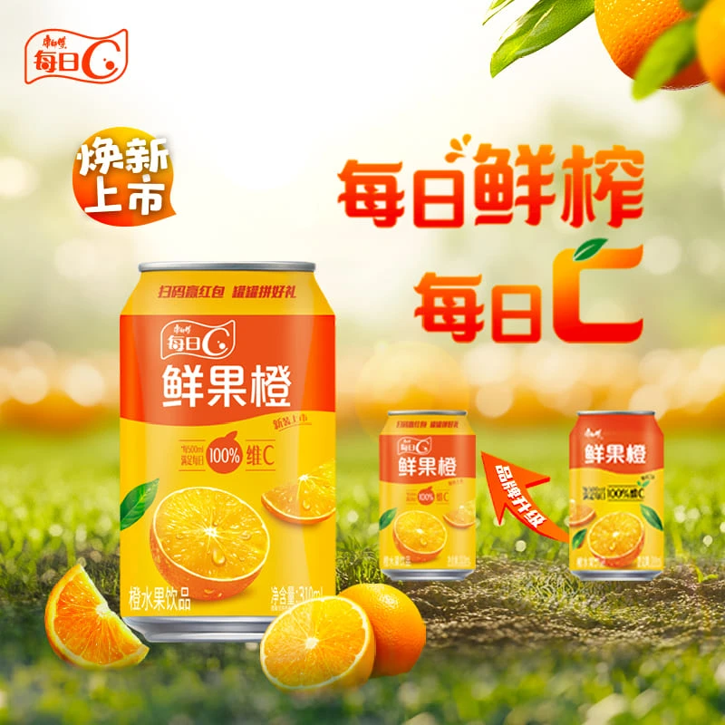 【聚会专享】康师傅每日C310ML*24鲜橙汁水蜜桃水晶葡萄果汁饮料