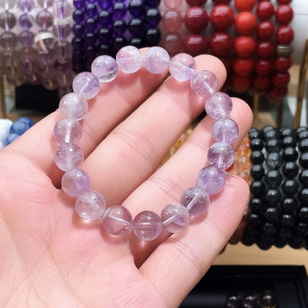 未镶嵌手链烟晶A**y卡10紫兔毛