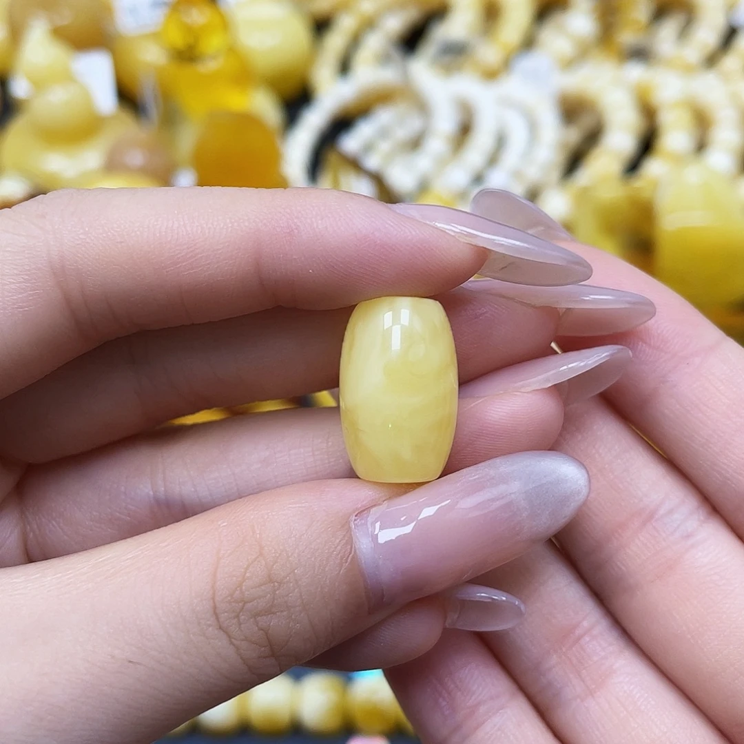 蜜蜡未镶嵌裸石桶珠12.2✖️19mm皮线