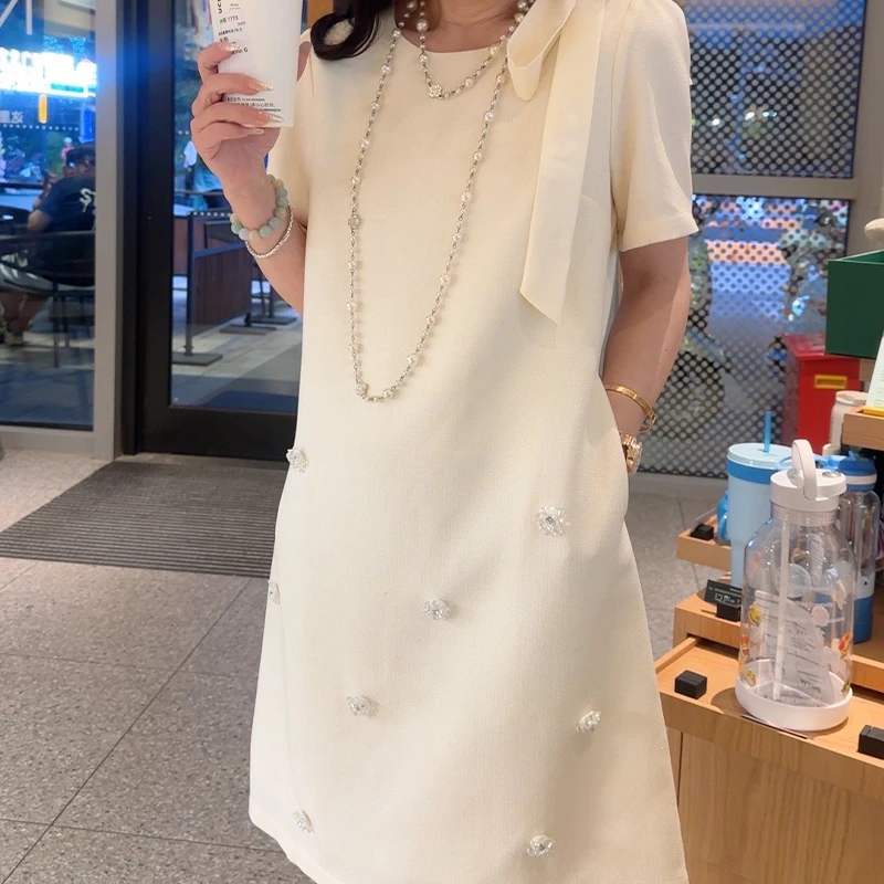 2025夏季新款法式小香风蝴蝶结显瘦女装连衣裙B816