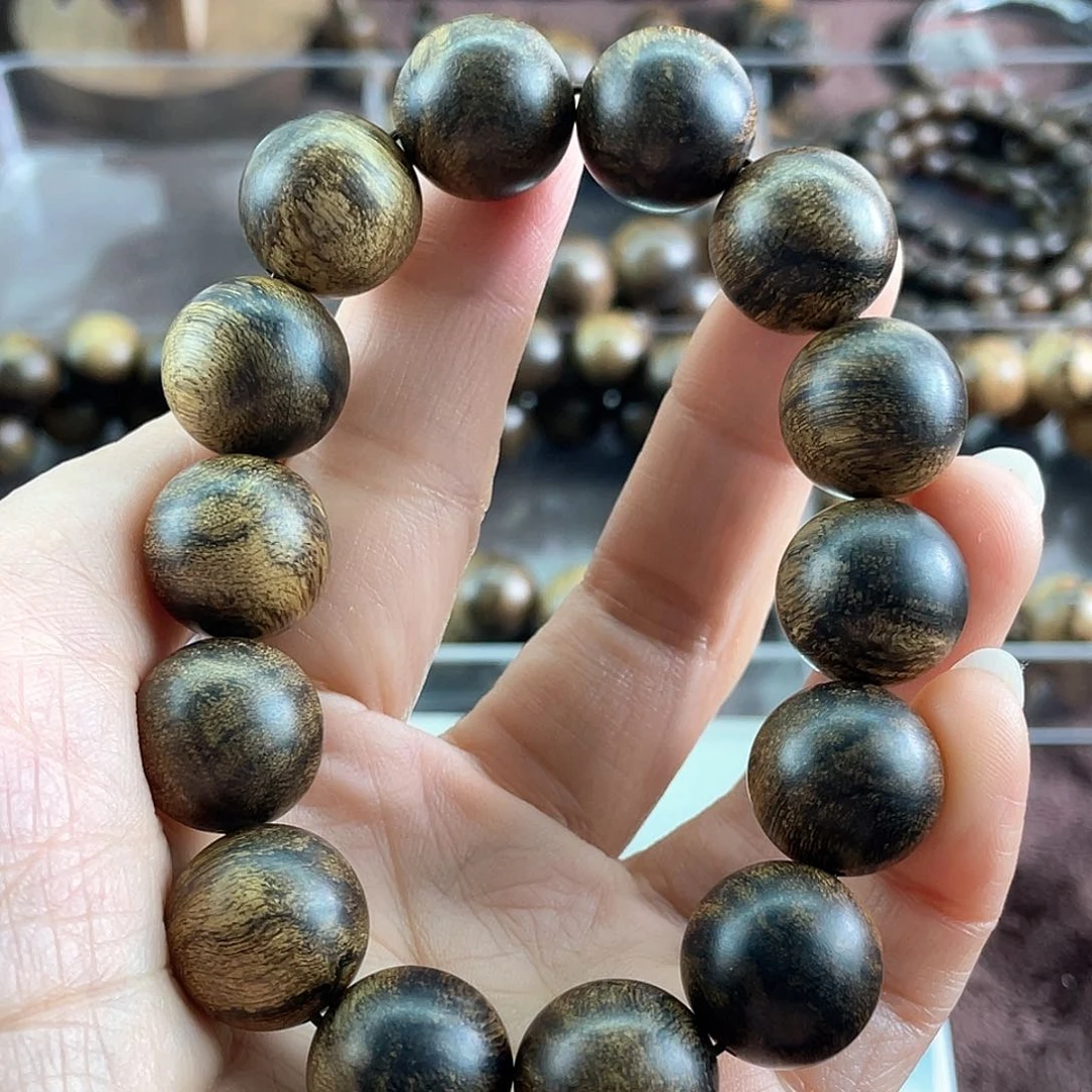 沉香手串曙*越南芽庄白棋虎斑留疤