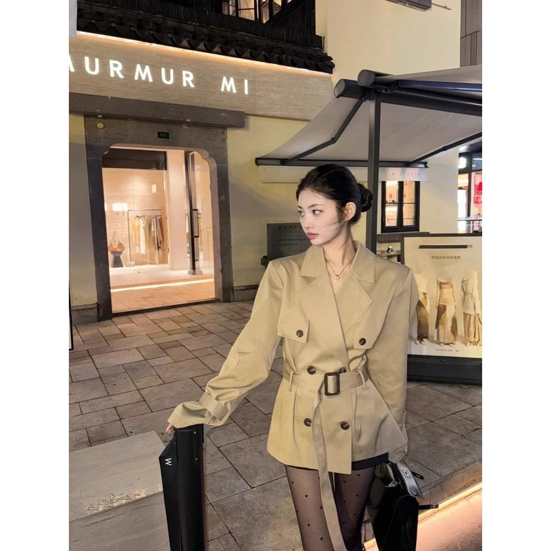 主播同款【幂式穿搭】韩系高级感穿搭卡其色风衣外套女气质名媛