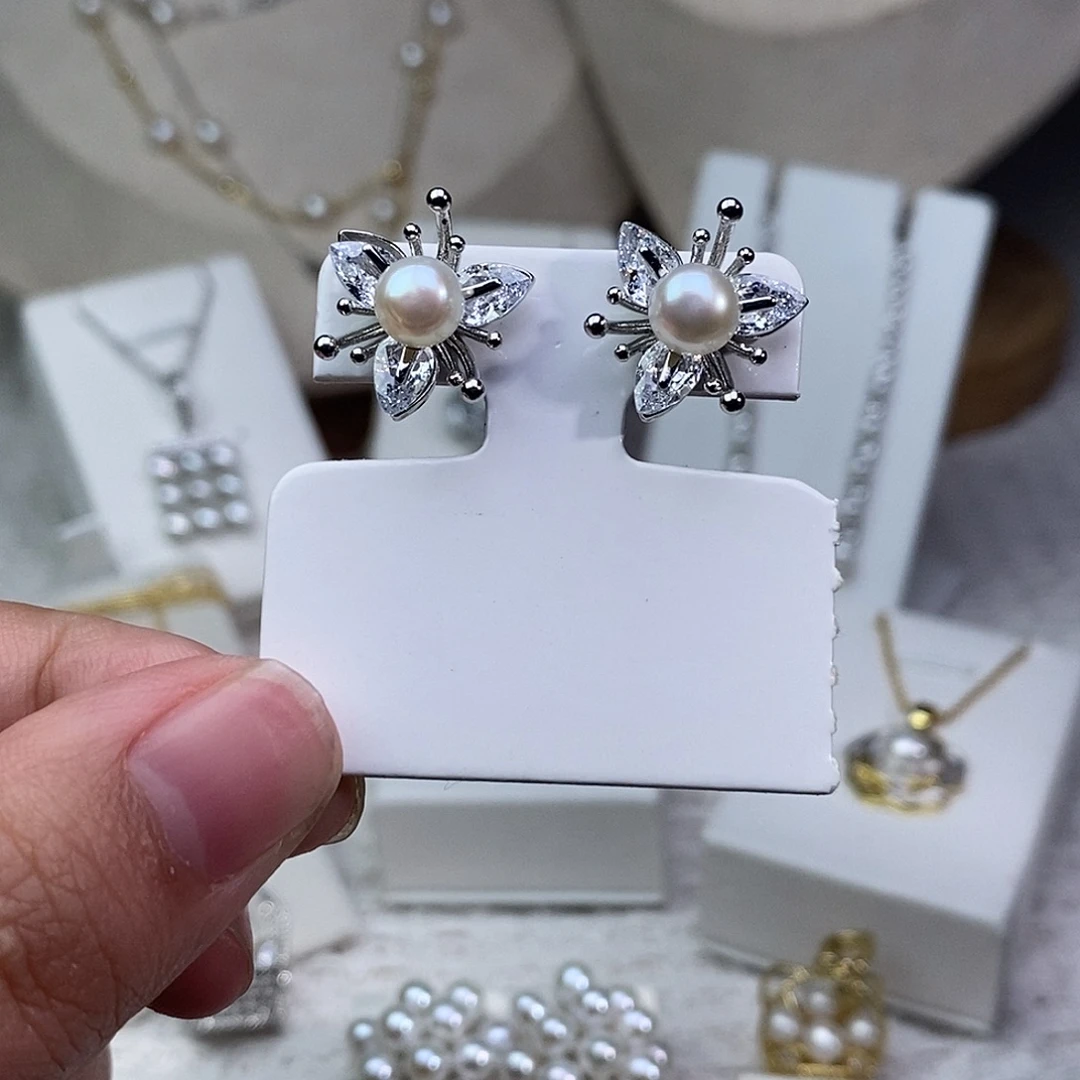 耳饰银S925镶嵌淡水珍珠