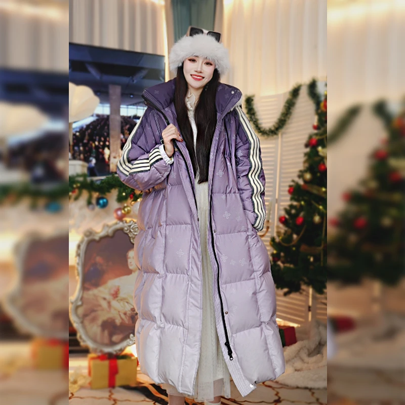 木妍高定冬季新款时尚户外运动款连帽宽松保暖羽绒服女251P281