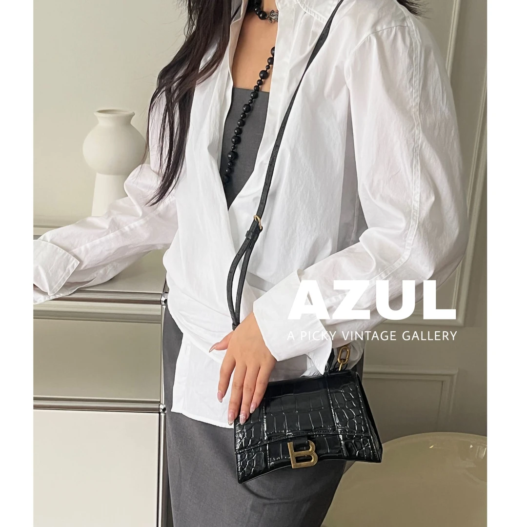 95新 Balenciaga/巴黎世家 Azul - 黑金沙漏XS号单肩包 37279