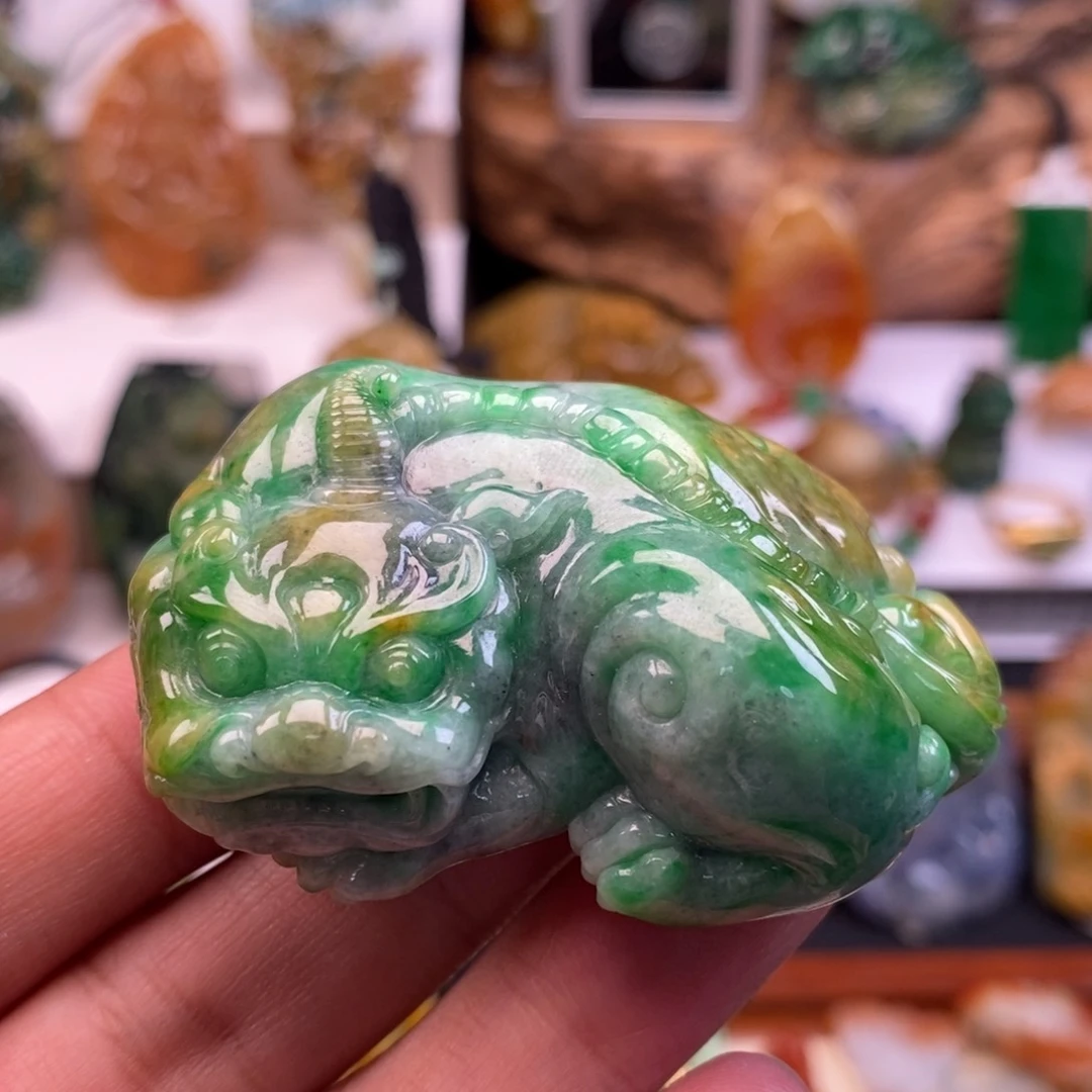 颈饰未镶嵌翡翠埃****梦缅甸天然翡翠霸王貔貅