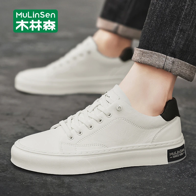 木林森板鞋男2025新款秋季一脚蹬男鞋休闲轻便工作鞋百搭小白潮鞋