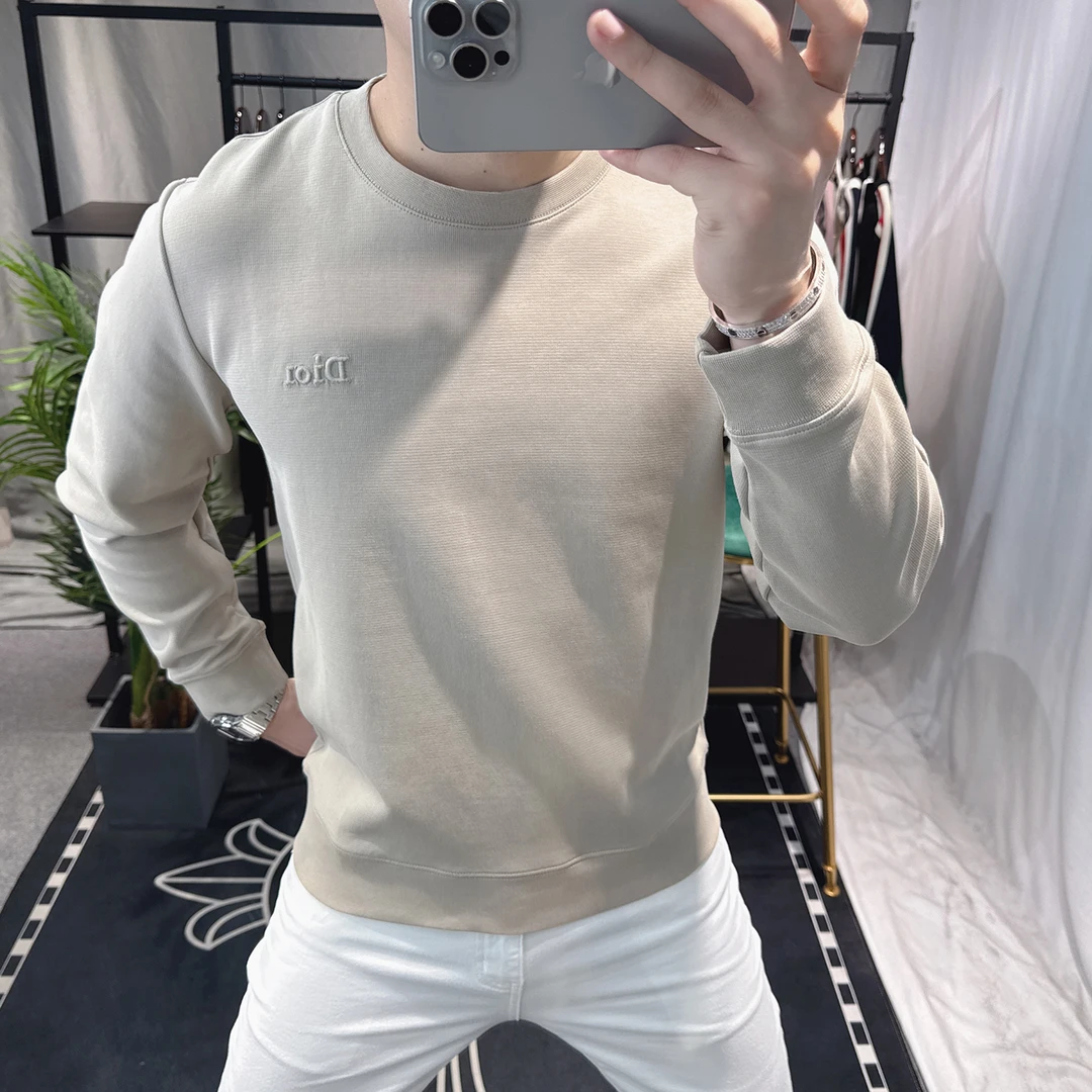 欧洲站2025春秋简约大牌高端卫衣男百搭时尚休闲刺绣男士上衣圆领