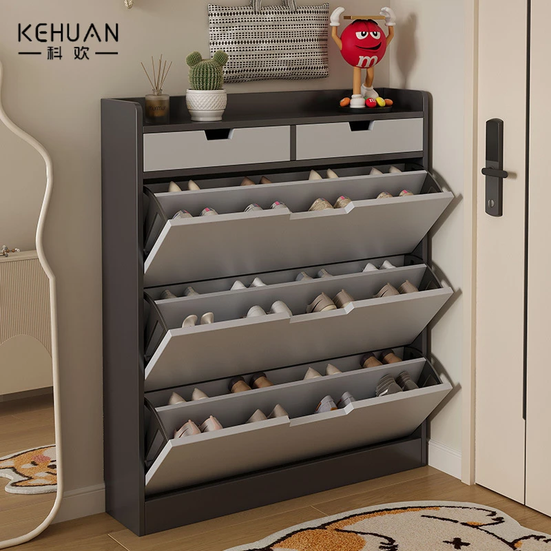 翻斗鞋柜家用入户简约现代大容量超薄鞋架阳台客厅木质储物柜