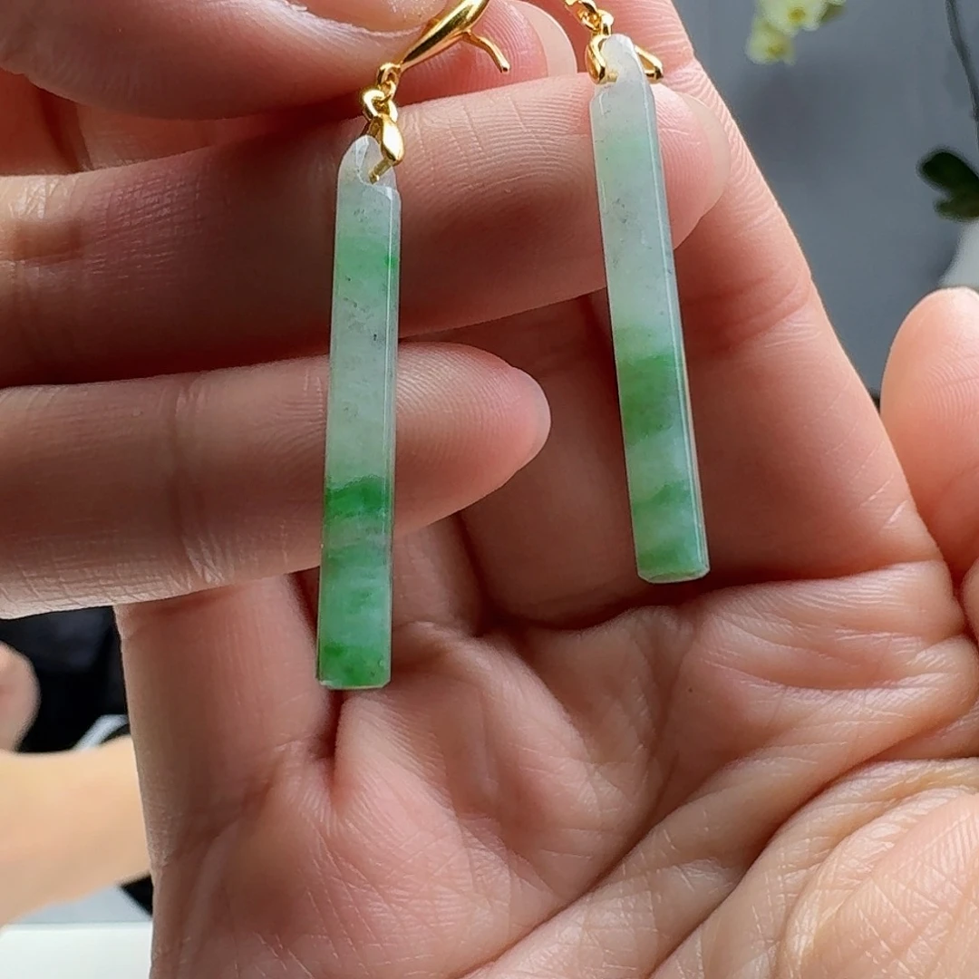 翡翠耳饰银S925镶嵌天然