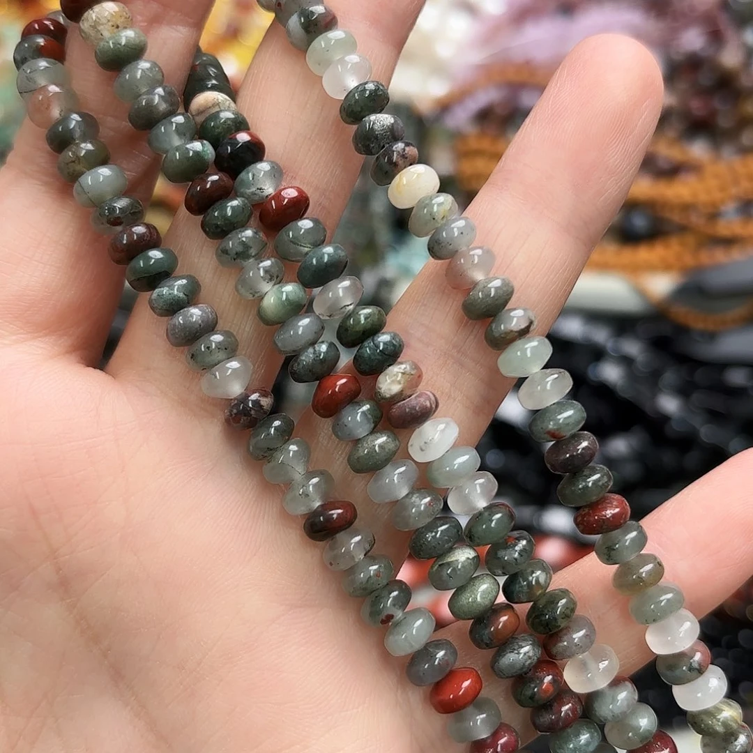 玛瑙/玉髓未镶嵌珠宝半成品卡6非洲血石算盘一条