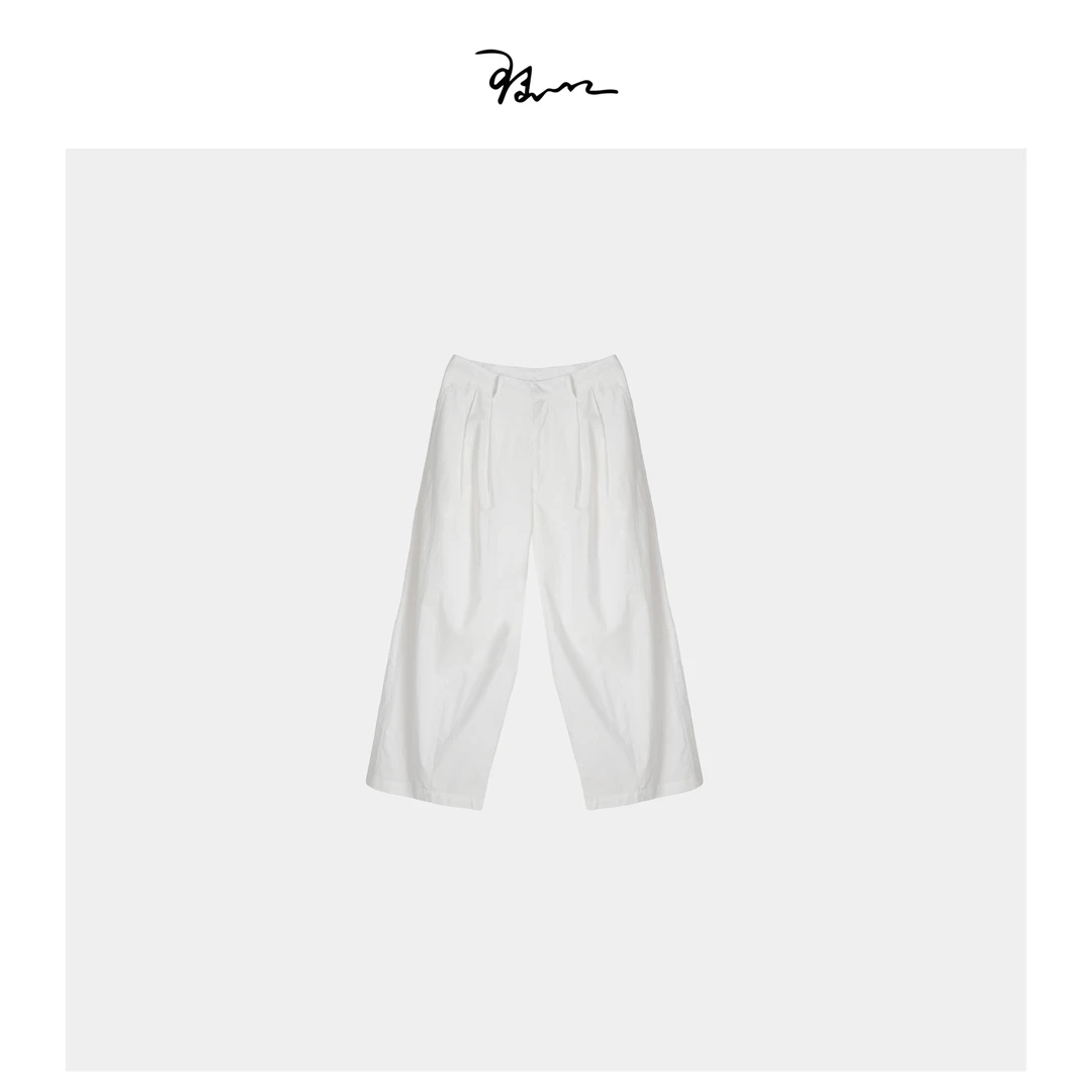 【盐湖】陆一口女装定织白色休闲直筒裤