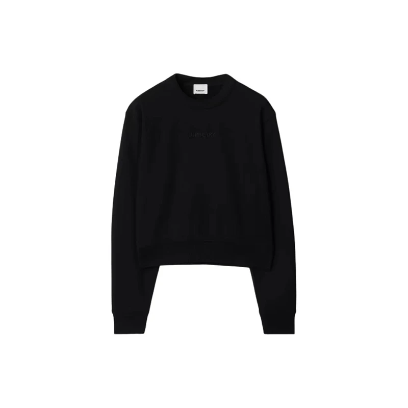 Burberry/博柏利 女士黑色棉质纯色Logo字母刺绣圆领卫衣 针织