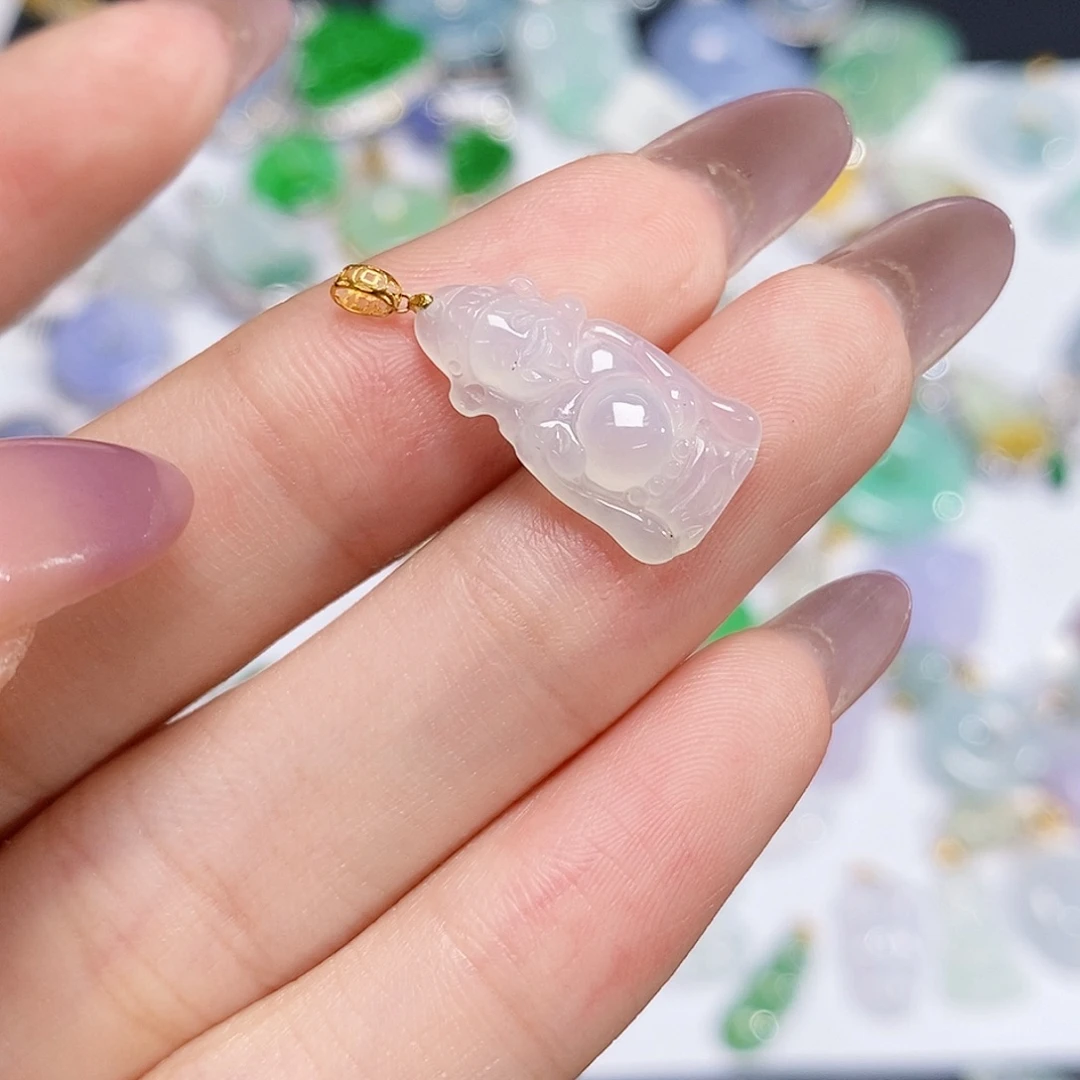 翡翠18K金镶嵌颈饰天然翡翠