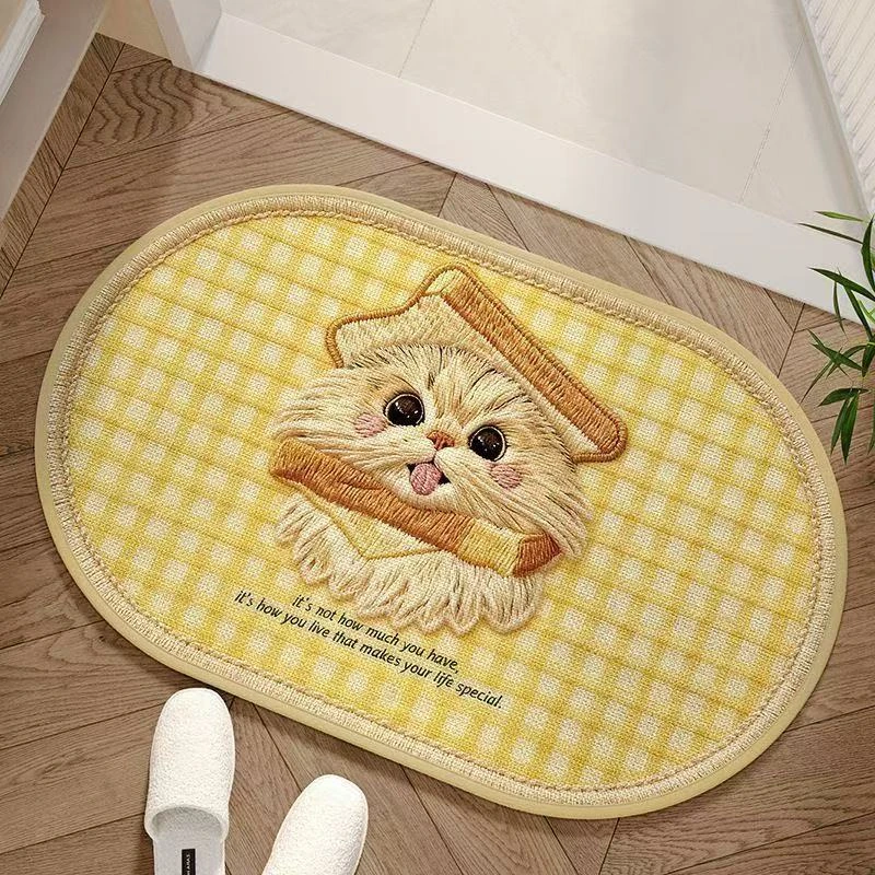 格子猫硅藻泥入户门卫生间卫浴卧室门厅吸水防滑地垫门垫垫子