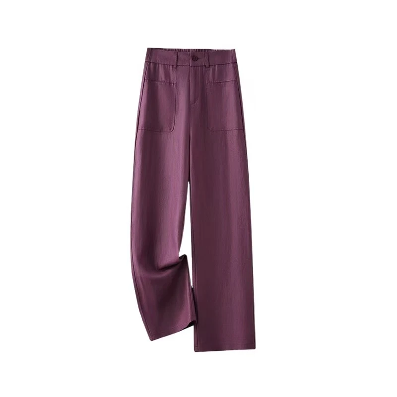 丝年.素宜|时尚休闲女裤2025春夏新款宽松垂感直筒休闲裤KZ0021