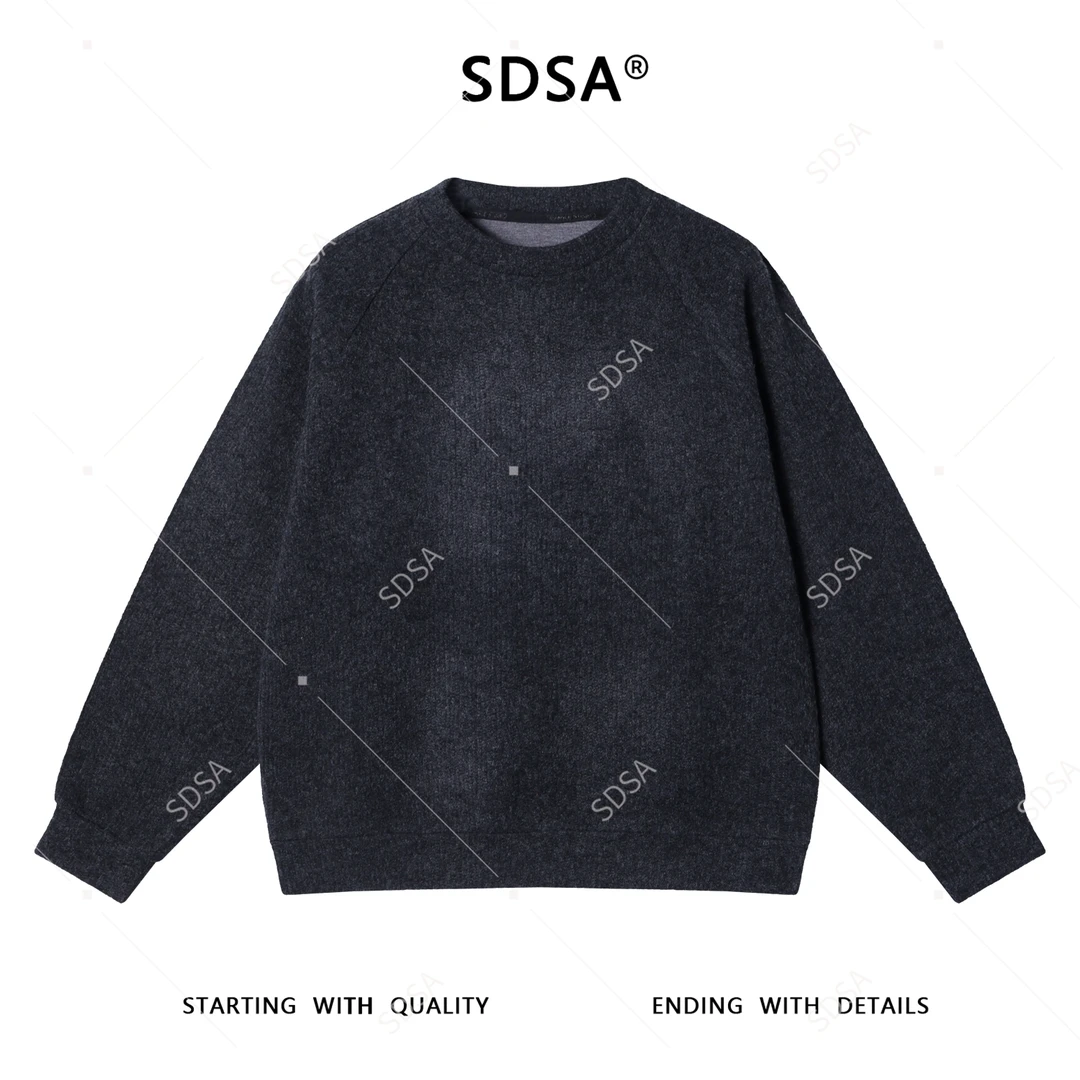 SDSA男士秋冬新款痞帅男装韩版简约时尚纯色圆领针织卫衣百搭上衣